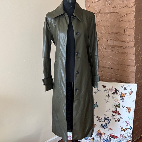 Worthington Jackets & Blazers - Olive Green feel like Leather Trench Coat size XS